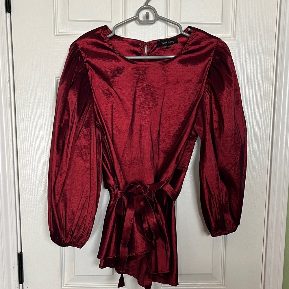 Elegant Red Taffeta Blouse
